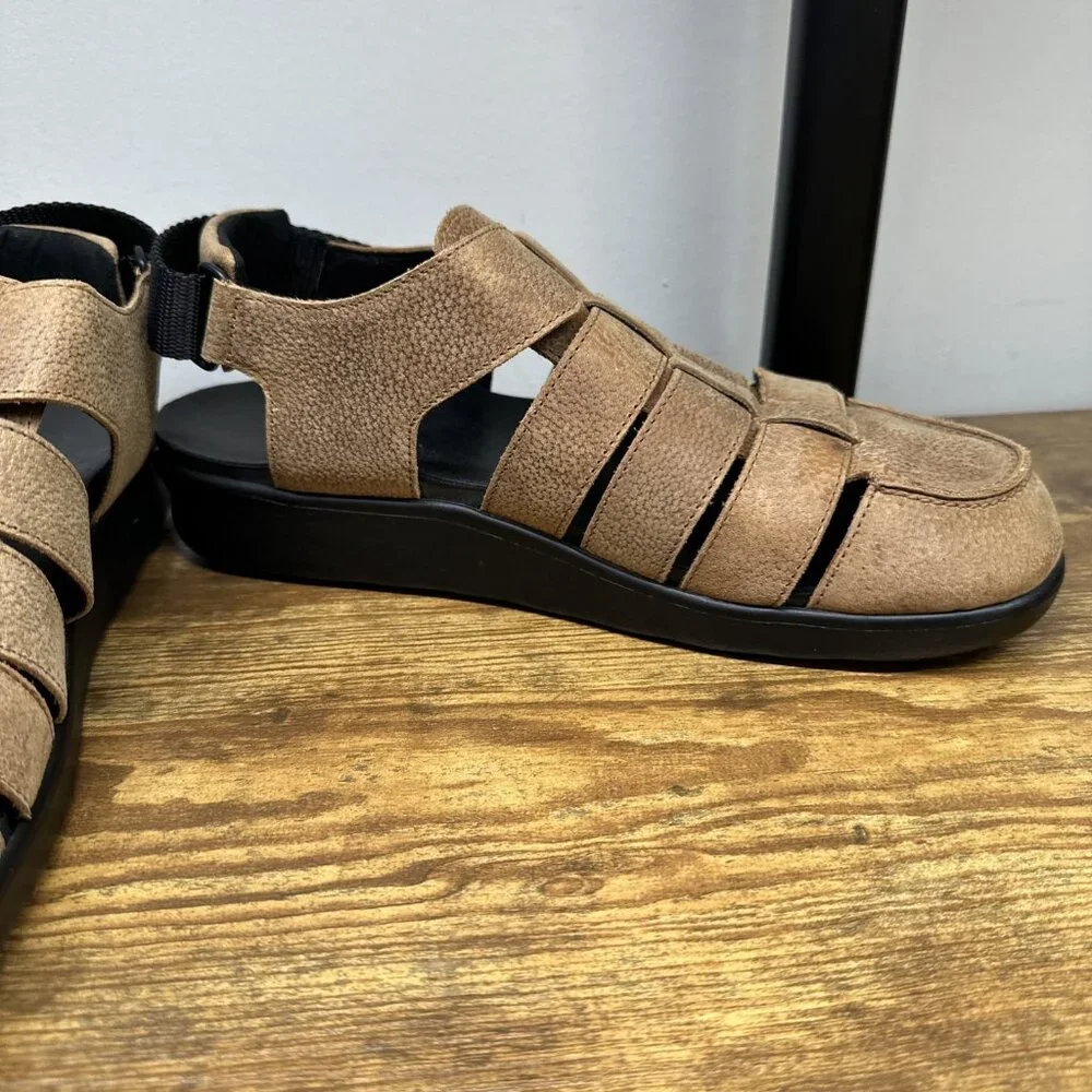 SAS Endeavor Sandals Mens 11 Fisherman Brown‎ Stampede Leather Finish